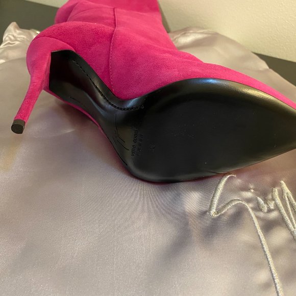 Giuseppe Zanotti Size 36 80s Inspired Pink Suede Stiletto Slouch/Fold Over Boot - Picture 8 of 16